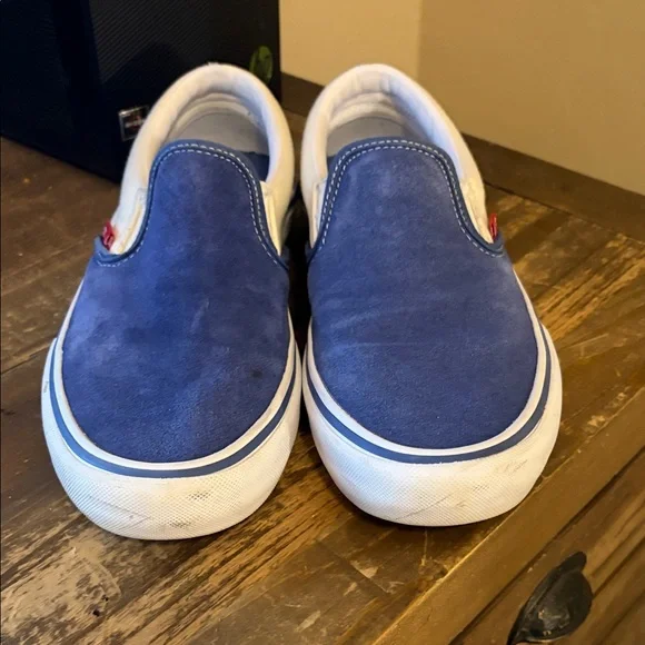 Vans Pro Blue and White Slip-Ons Skate Shoes 9.5 - Picture 2 of 6